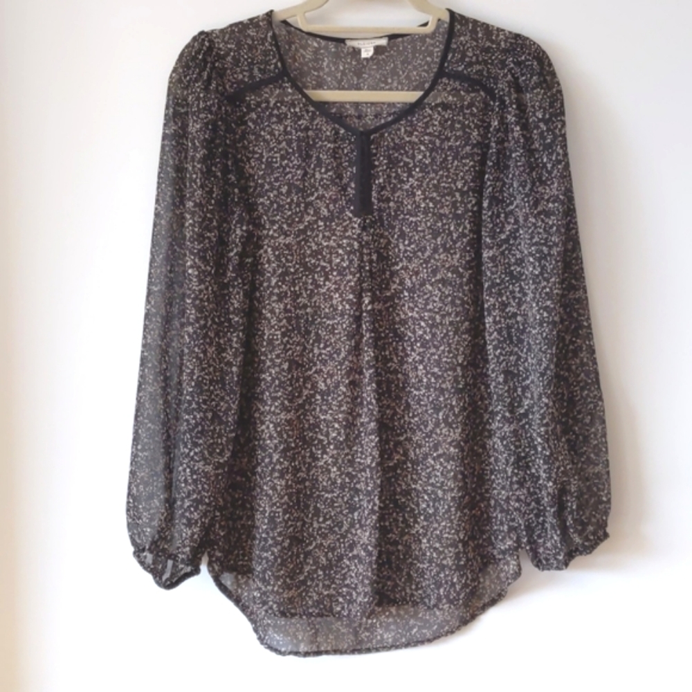Pleione Terrazzo Sheer Black Top